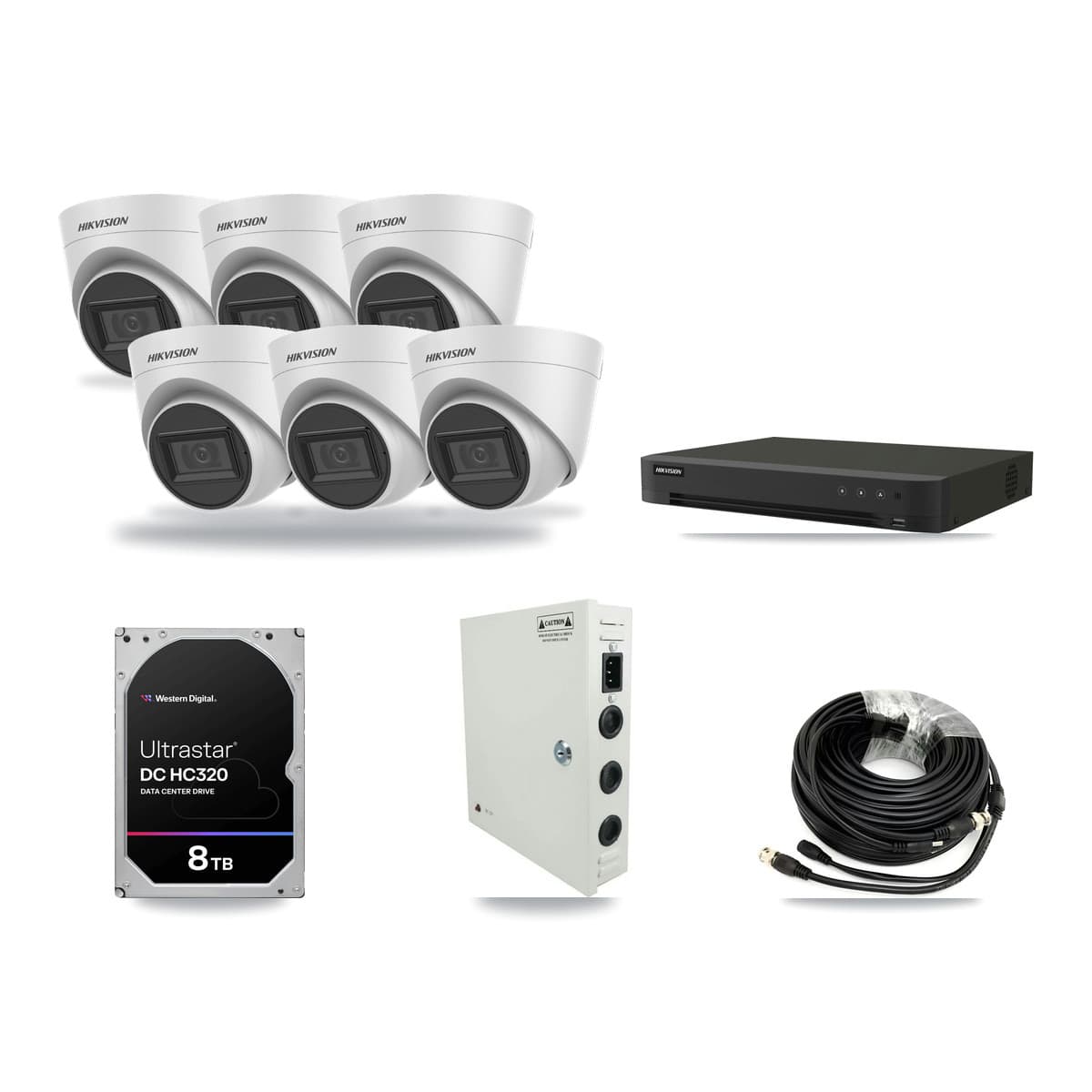 Hikvision 16-Channel 5MP CCTV Kit — 6 White Turret Cameras + 8TB Recording - Image 1