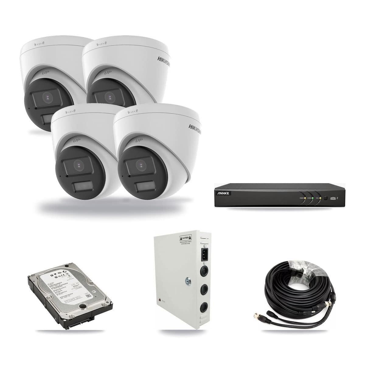 Hikvision & ANNKE 4-Channel 5MP CCTV Kit — 3 DS-2CE78K0T + 1 DS-2CE78K0T Turret Cameras + 5TB Recording - Image 1