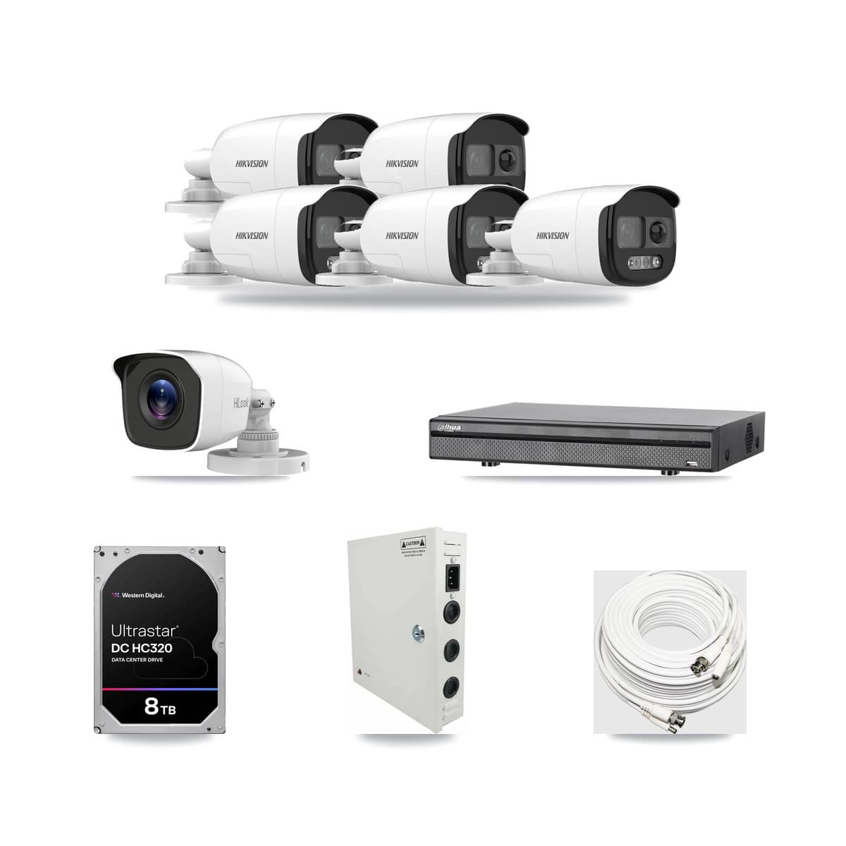 8-Channel 4MP – 5MP CCTV Kit — 5 5MP + 1 4MP Bullet Cameras + 8TB Recording (DH-XVR5108H Recorder) - Image 1