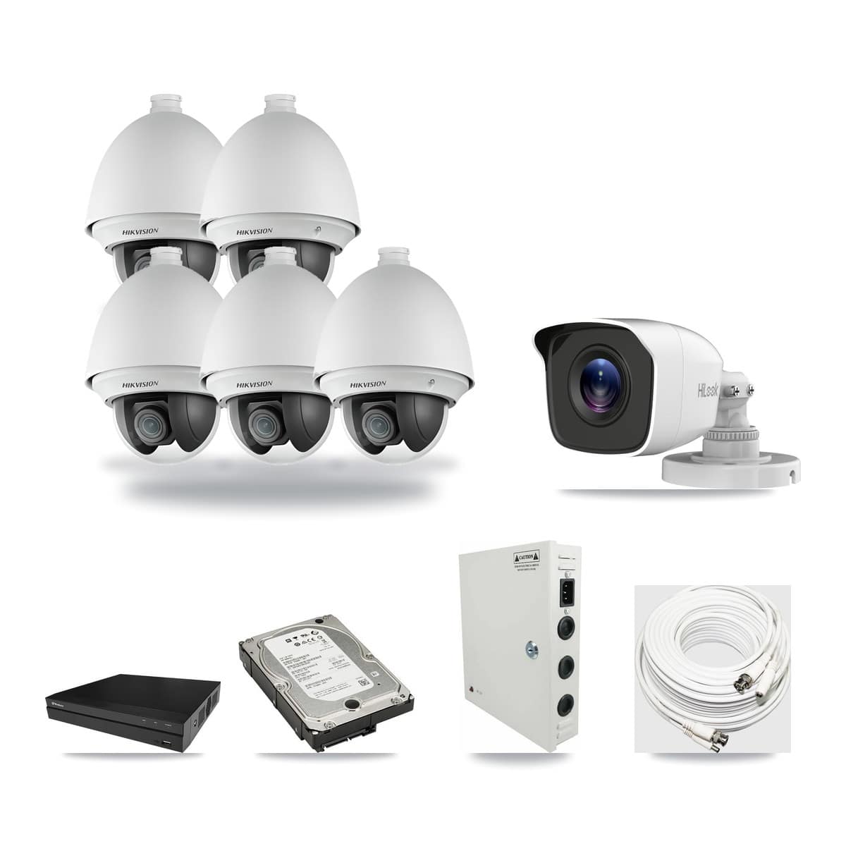8-Channel 2MP – 4MP CCTV Kit — 5 2MP PTZ + 1 4MP Bullet Cameras + 5TB Recording (PXD-5208AN Recorder) - Image 1