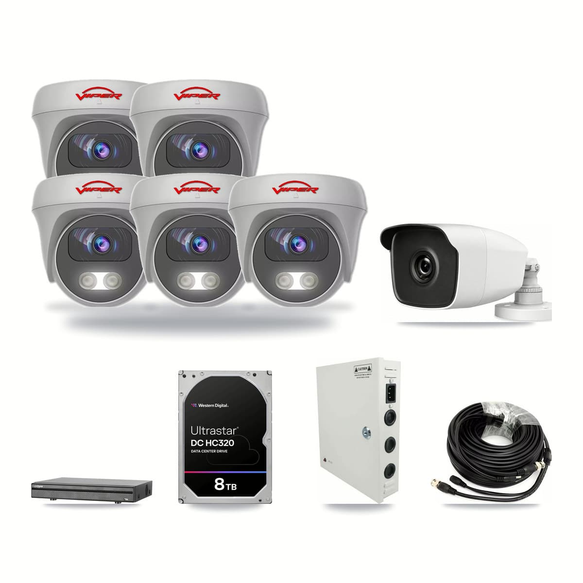 8-Channel 3MP – 5MP CCTV Kit — 1 3MP Bullet + 5 5MP Cameras + 8TB Recording - Image 1