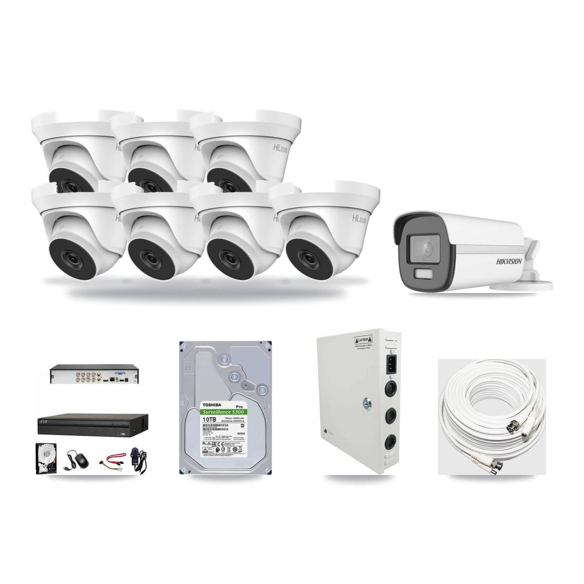 8-Channel 4MP – 4K CCTV Kit — 1 Hikvision 4K Bullet + 7 HiLook 4MP Turret Cameras + 10TB Recording - Image 1