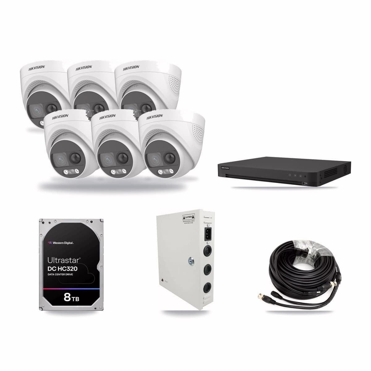 Hikvision 16-Channel 5MP CCTV Kit — 6 DS-2CE72KF3T Turret Cameras + 8TB Recording - Image 1