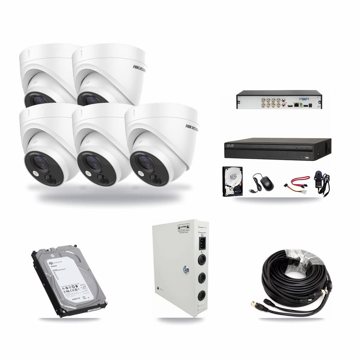 Dahua 8-channel CCTV kit: 5 cameras (5× 5MP Turret), 6TB hard drive