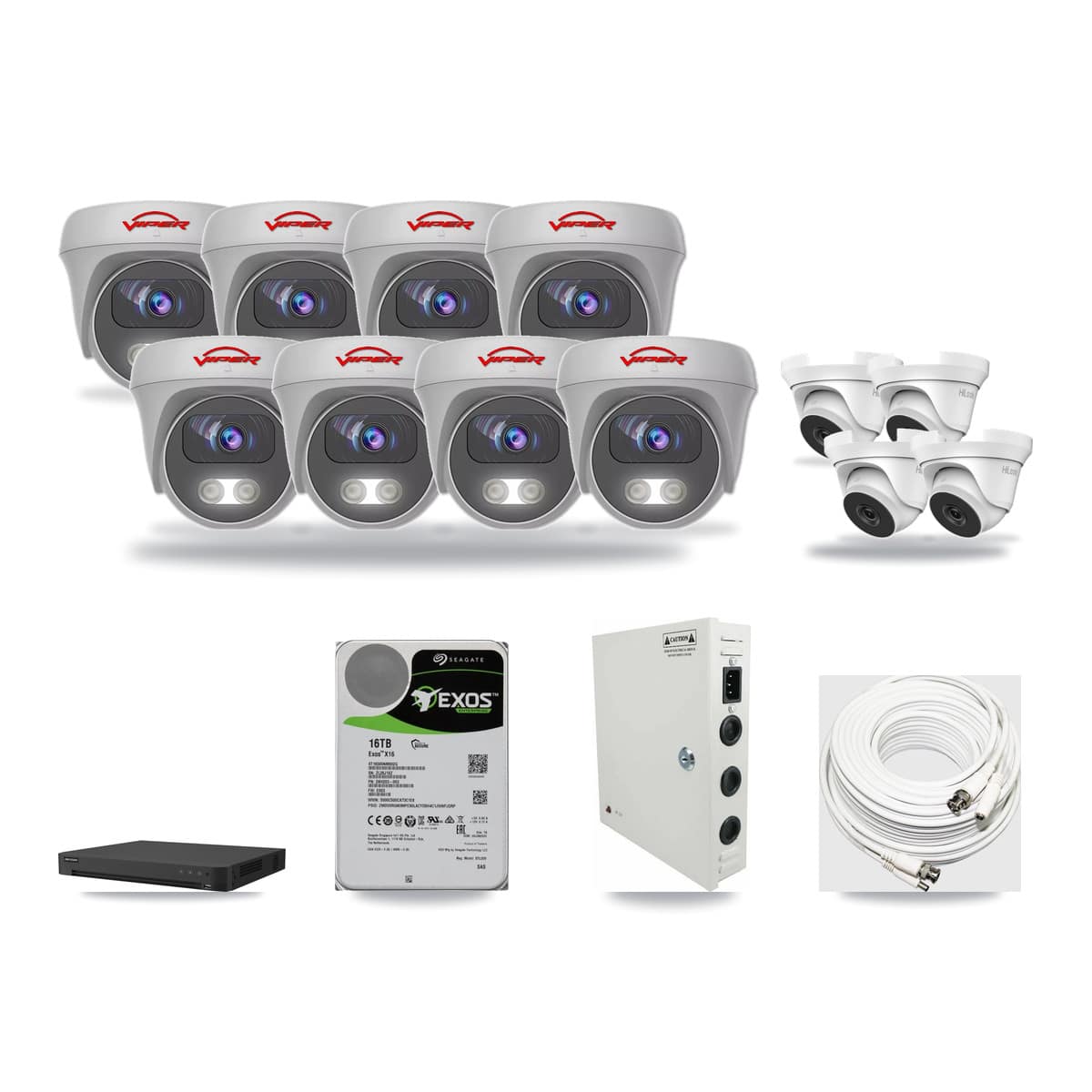 16-Channel 4MP – 5MP CCTV Kit — 4 4MP Turret + 8 5MP Cameras + 16TB Recording - Image 1
