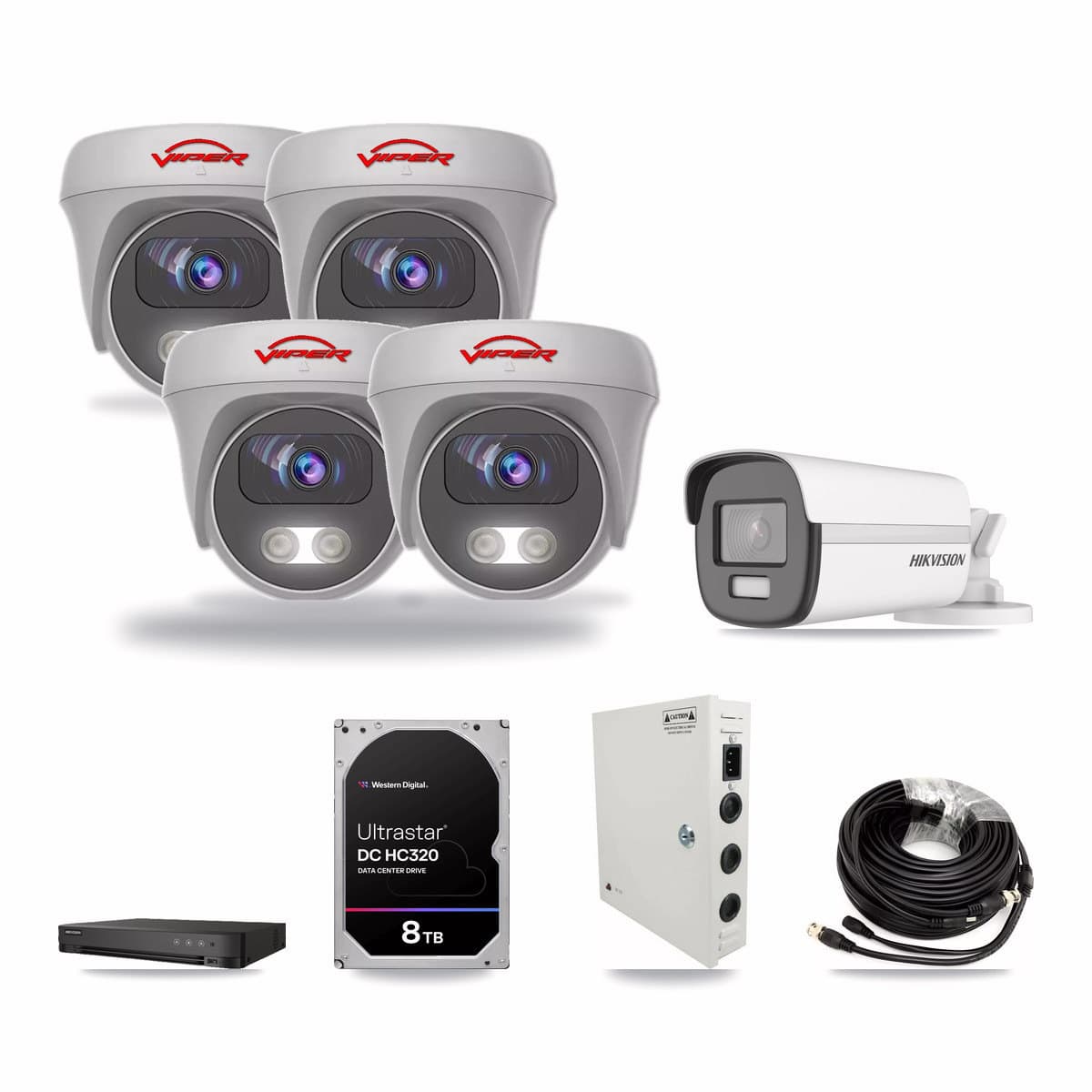 Hikvision & Viper 8-Channel 5MP – 4K CCTV Kit — 1 4K Bullet + 4 5MP Cameras + 8TB Recording - Image 1