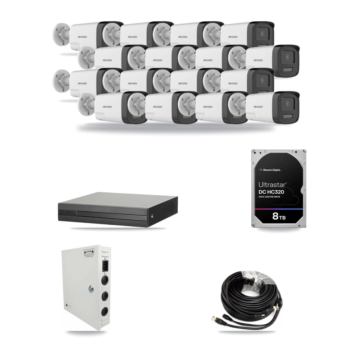 16-channel CCTV kit: 16 cameras (16× 5MP Bullet), 8TB hard drive