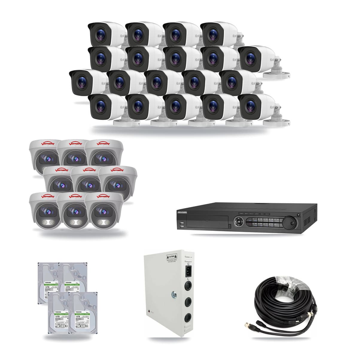 32-Channel 4MP – 5MP CCTV Kit — 19 4MP Bullet + 9 5MP Cameras + 4× 10TB Recording - Image 1