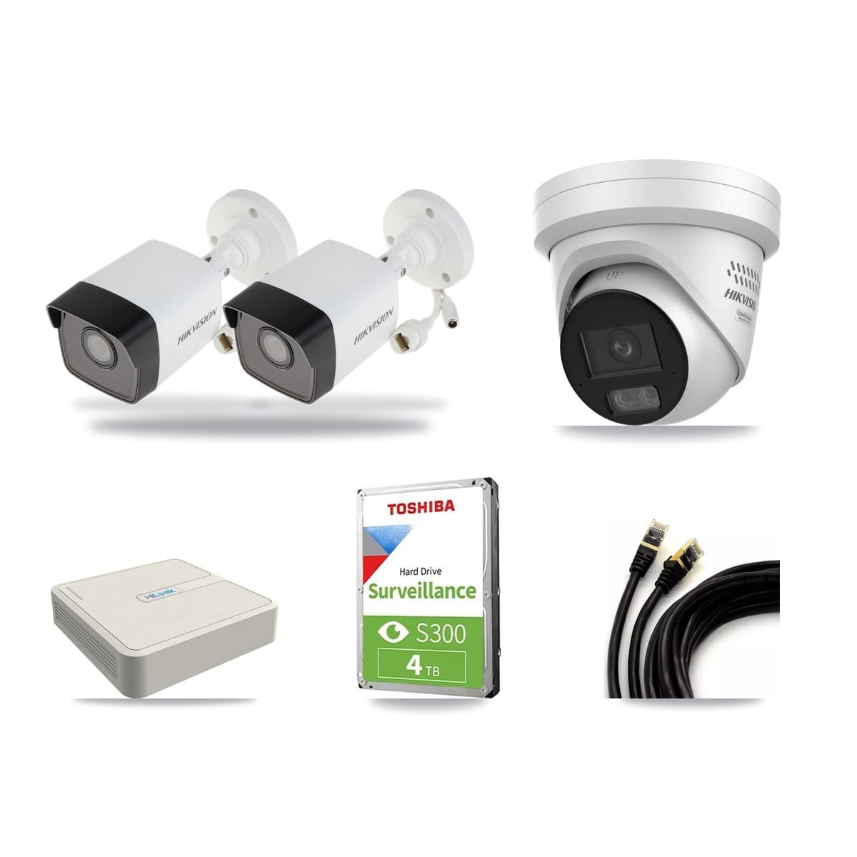 Hikvision & HiLook 8-Channel 4MP – 5MP CCTV Kit — 2 5MP Bullet + 1 4MP Turret Cameras + 4TB Recording - Image 1