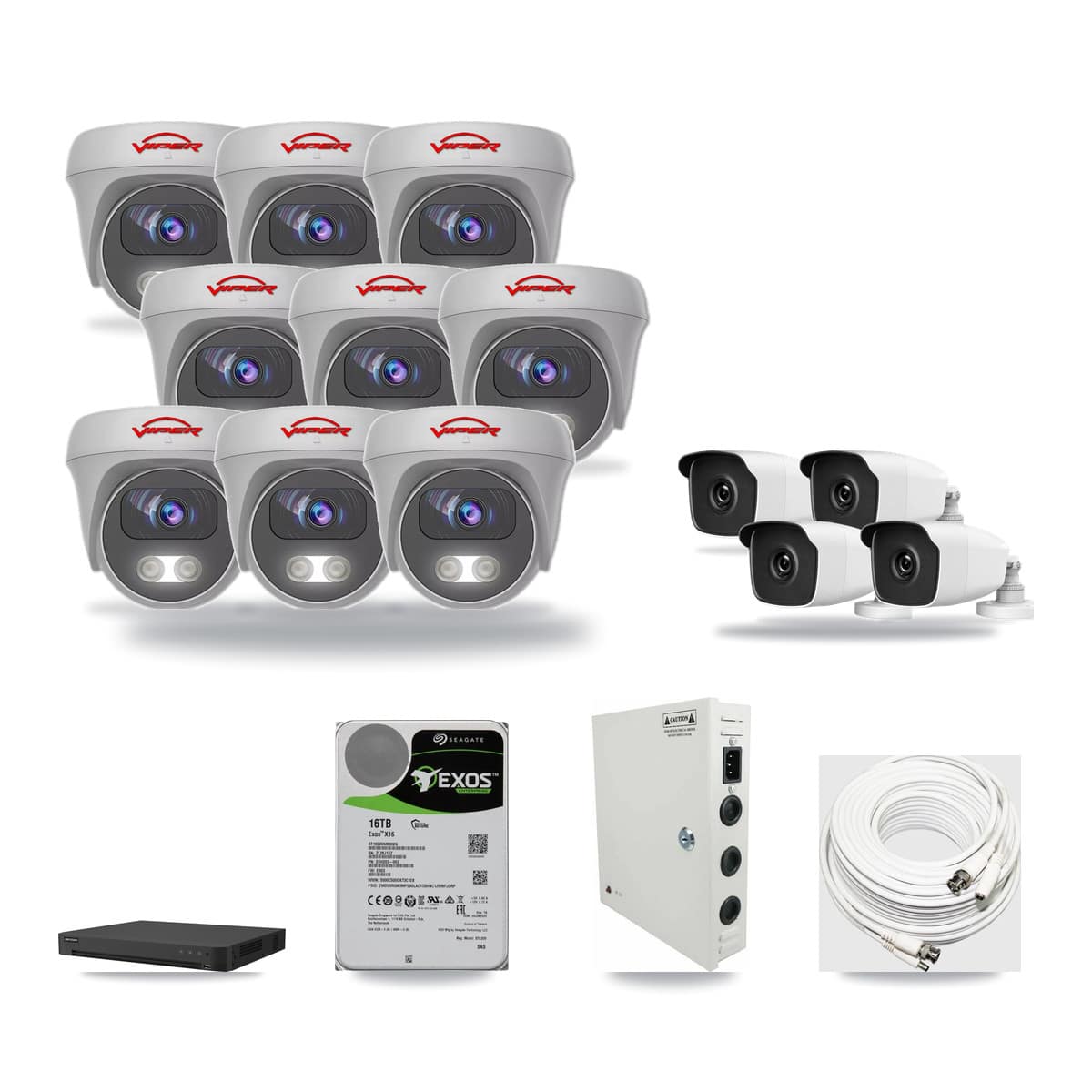 16-Channel 3MP – 5MP CCTV Kit — 4 3MP Bullet + 9 5MP Cameras + 16TB Recording - Image 1