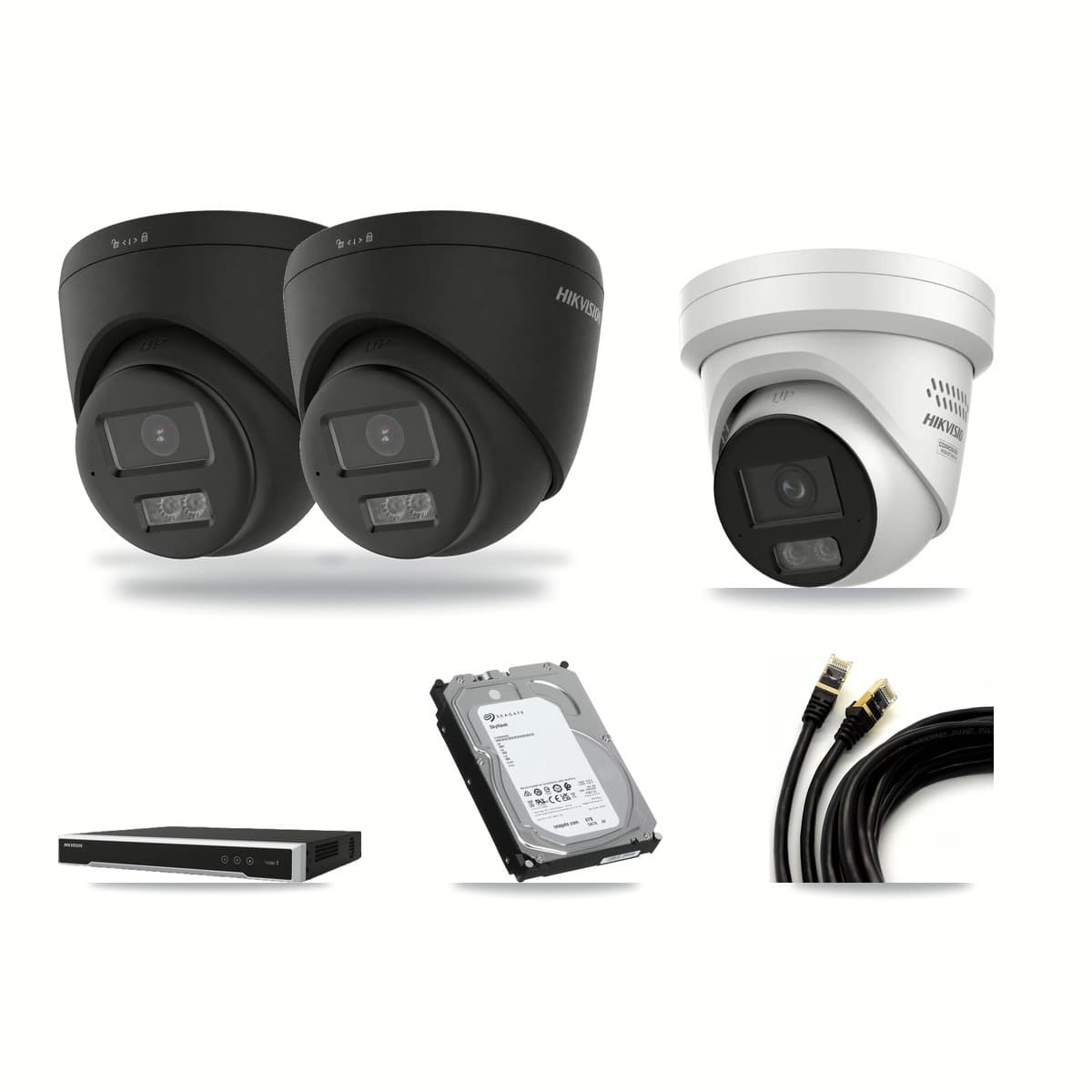 Hikvision 8-Channel 4MP – 4K CCTV Kit — 2 4K + 1 4MP Turret Cameras + 6TB Recording - Image 1
