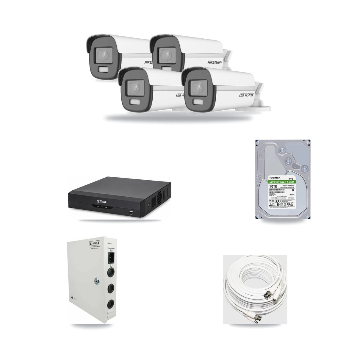 Hikvision & Dahua 4-Channel 4K CCTV Kit — 4 Bullet Cameras + 10TB Recording - Image 1