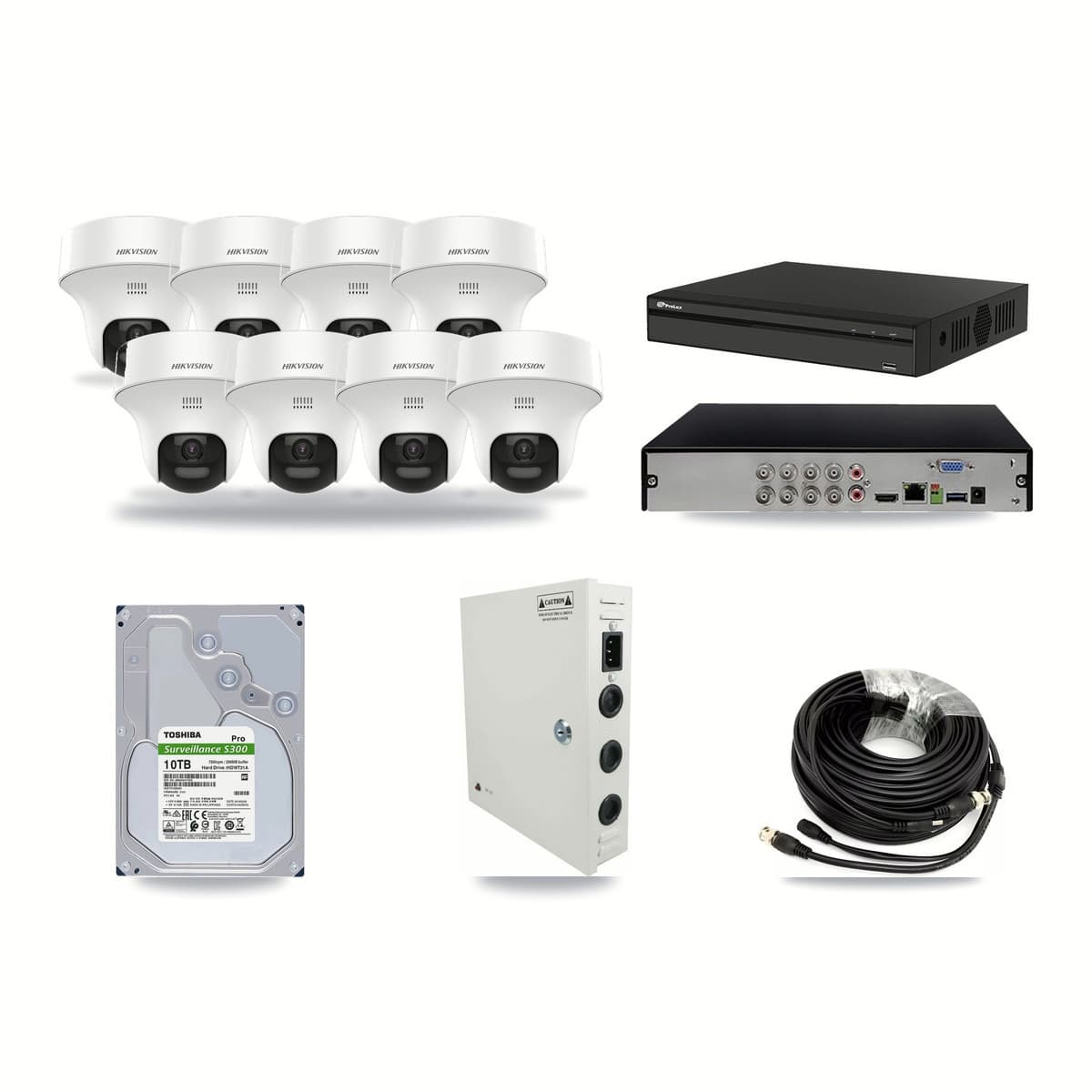 Hikvision & Prolux 8-Channel 5MP CCTV Kit — 8 DS-2CE70K0T Turret Cameras + 10TB Recording - Image 1