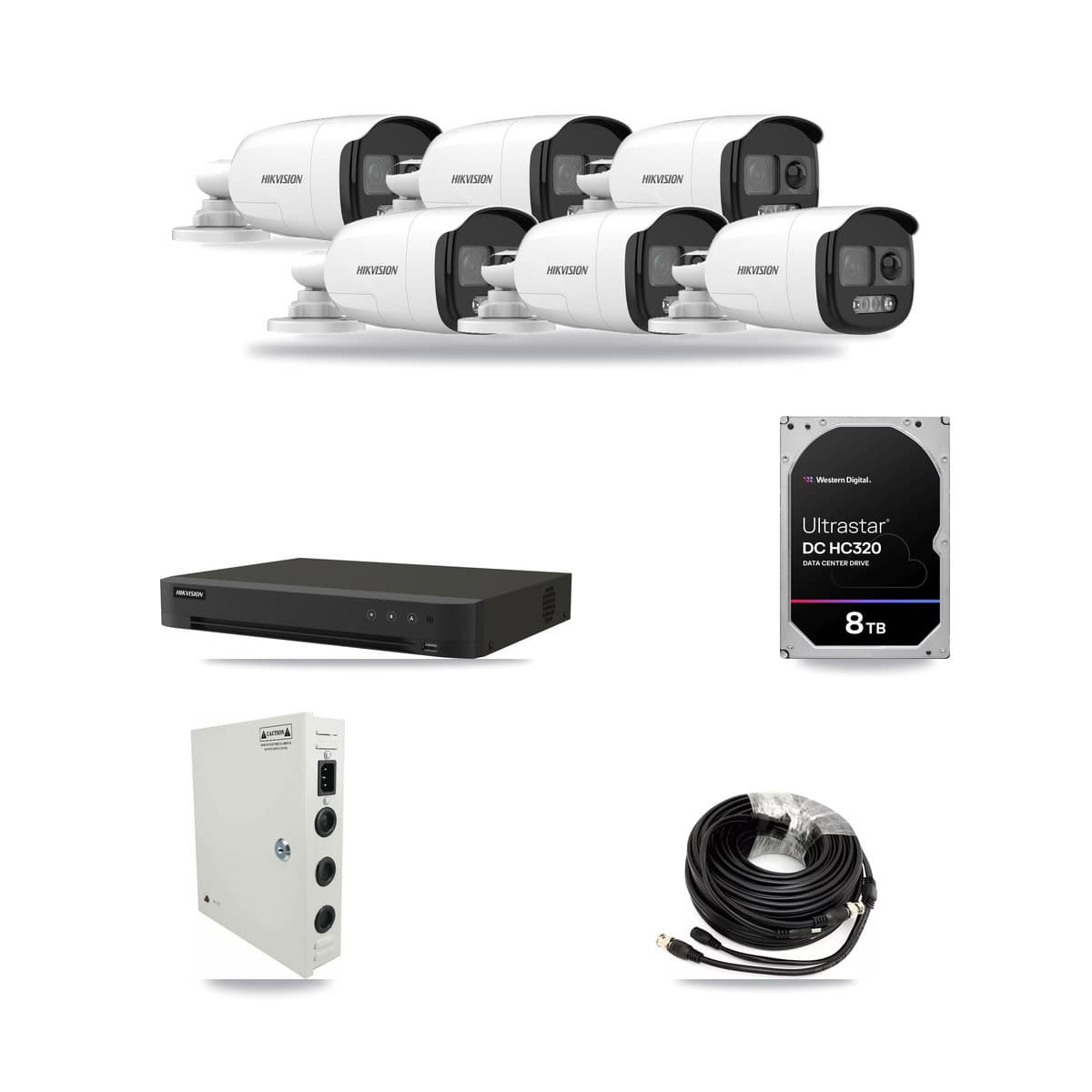 Hikvision 8-Channel 5MP CCTV Kit — 6 Bullet Cameras + 8TB Recording (IDS-7208HUHI Recorder) - Image 1