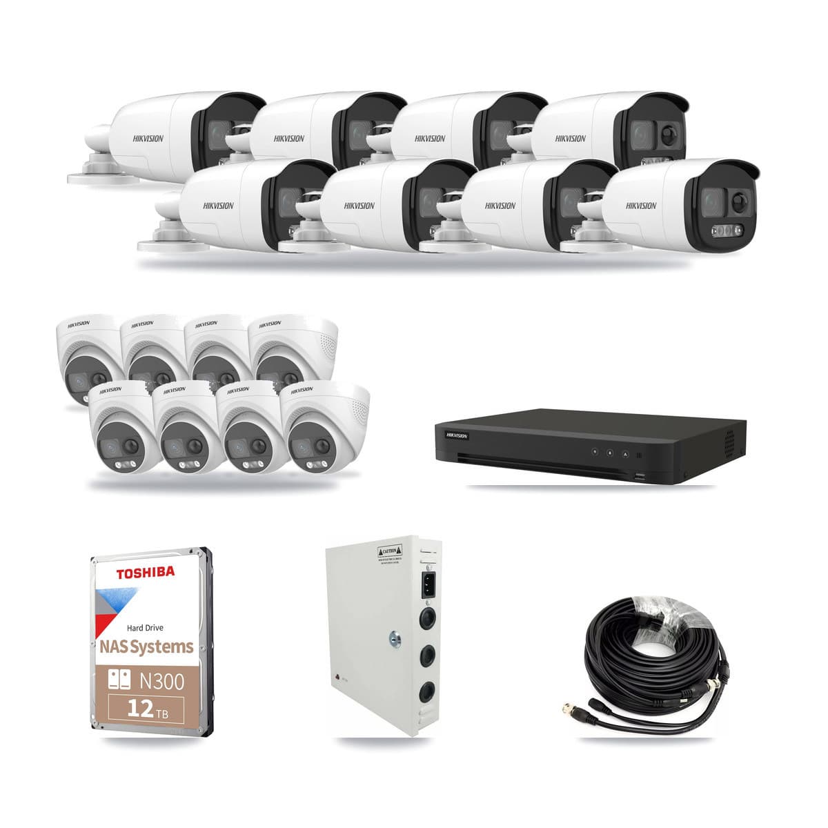Hikvision 16-Channel 5MP CCTV Kit — 8 Bullet + 8 Turret Cameras + 12TB Recording - Image 1