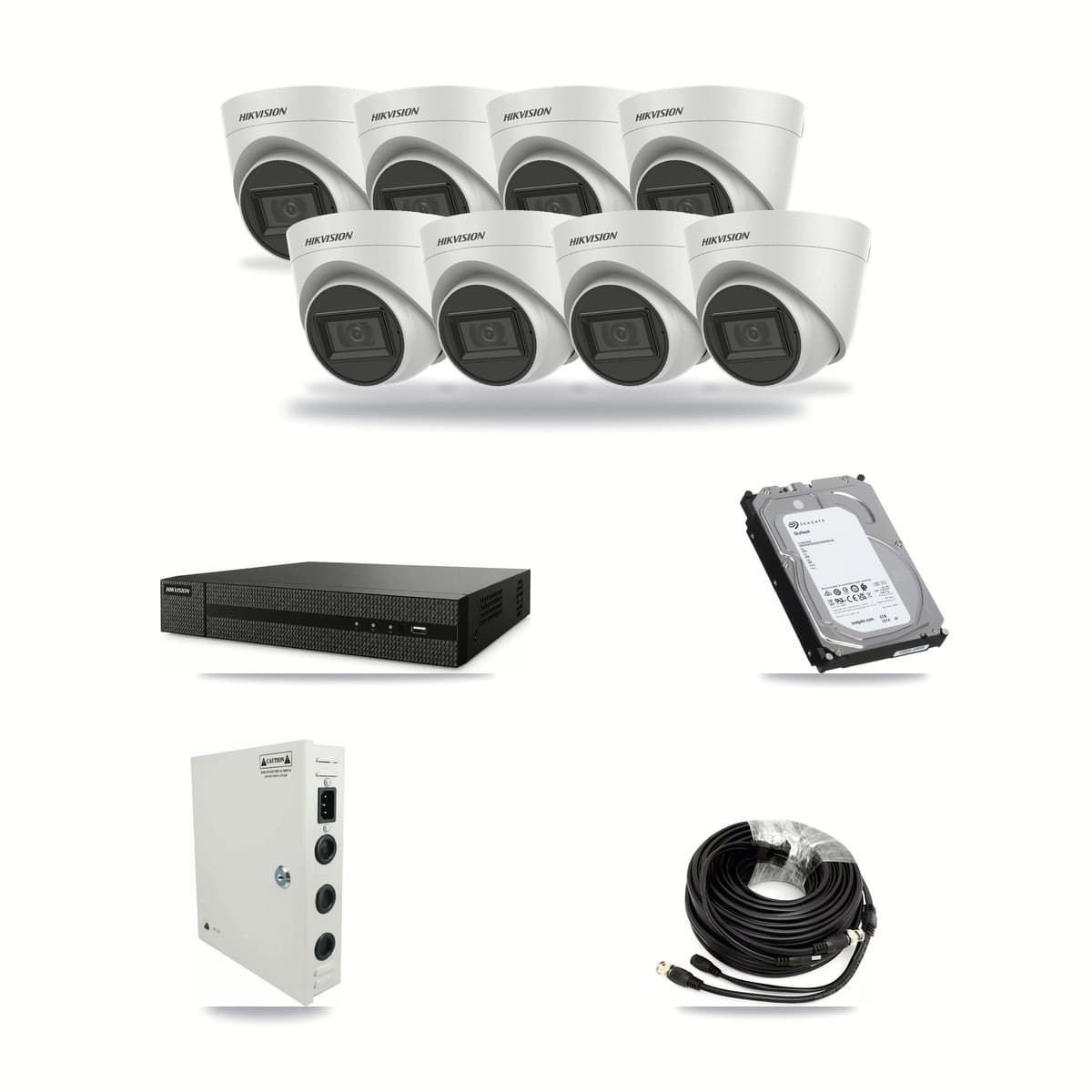 8-channel CCTV kit: 8 cameras (8× 5MP Turret), 6TB hard drive