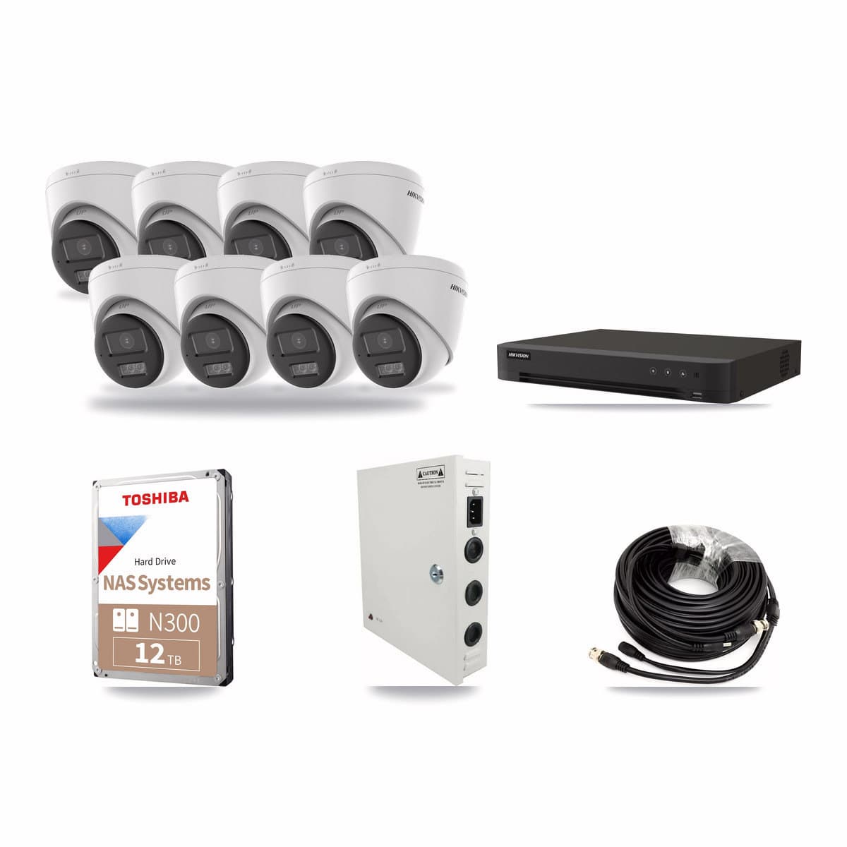 Hikvision 16-Channel 5MP CCTV Kit — 8 Turret Cameras + 12TB Recording - Image 1