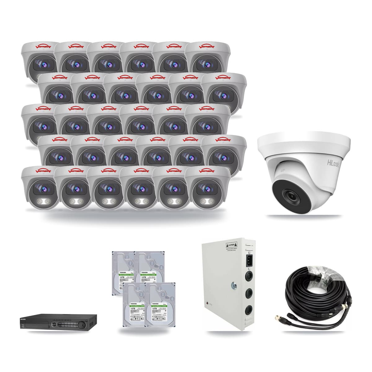 32-Channel 4MP – 5MP CCTV Kit — 1 4MP Turret + 30 5MP Cameras + 4× 10TB Recording - Image 1