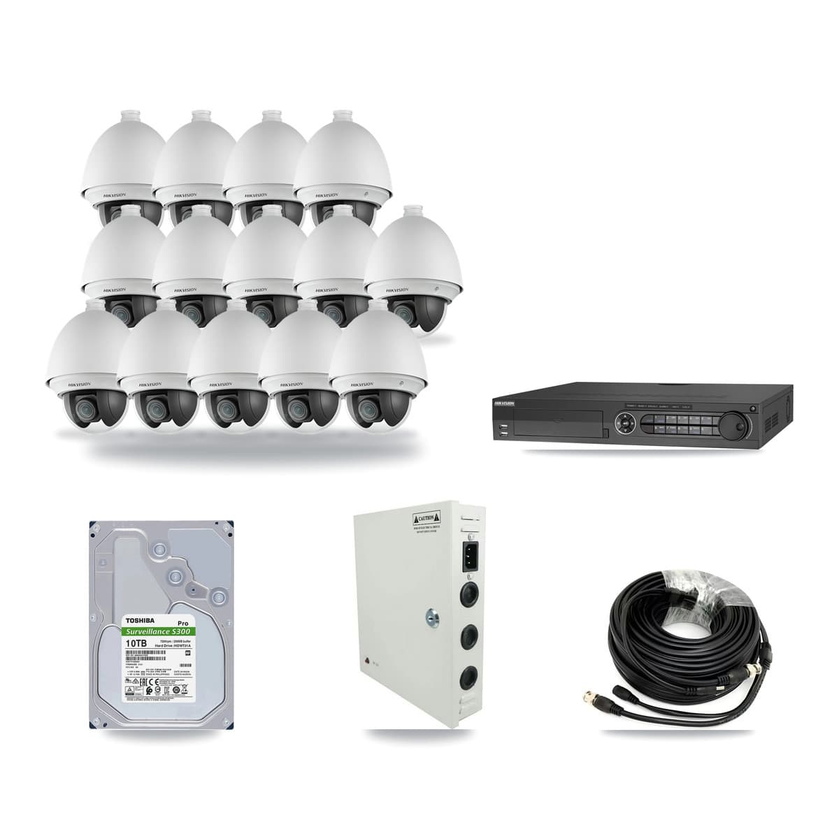 Hikvision 32-Channel 2MP CCTV Kit — 14 PTZ Cameras + 10TB Recording (DS-7332HQHI Recorder) - Image 1