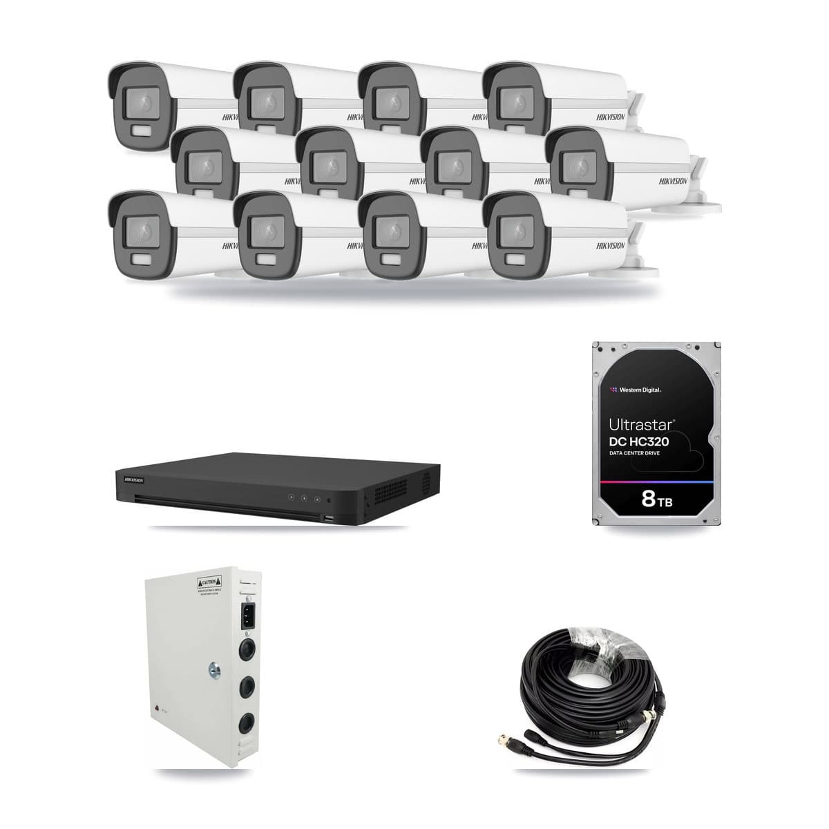 Hikvision 16-Channel 4K CCTV Kit — 12 DS-2CE12UF3T Bullet Cameras + 8TB Recording - Image 1