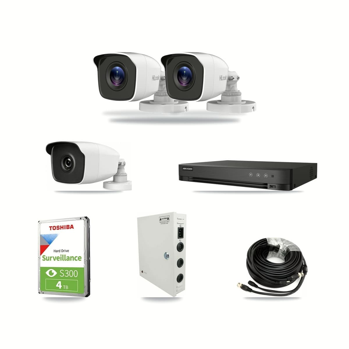 HiLook & Hikvision 4-Channel 3MP – 4MP CCTV Kit — 2 4MP + 1 3MP Bullet Cameras + 4TB Recording - Image 1