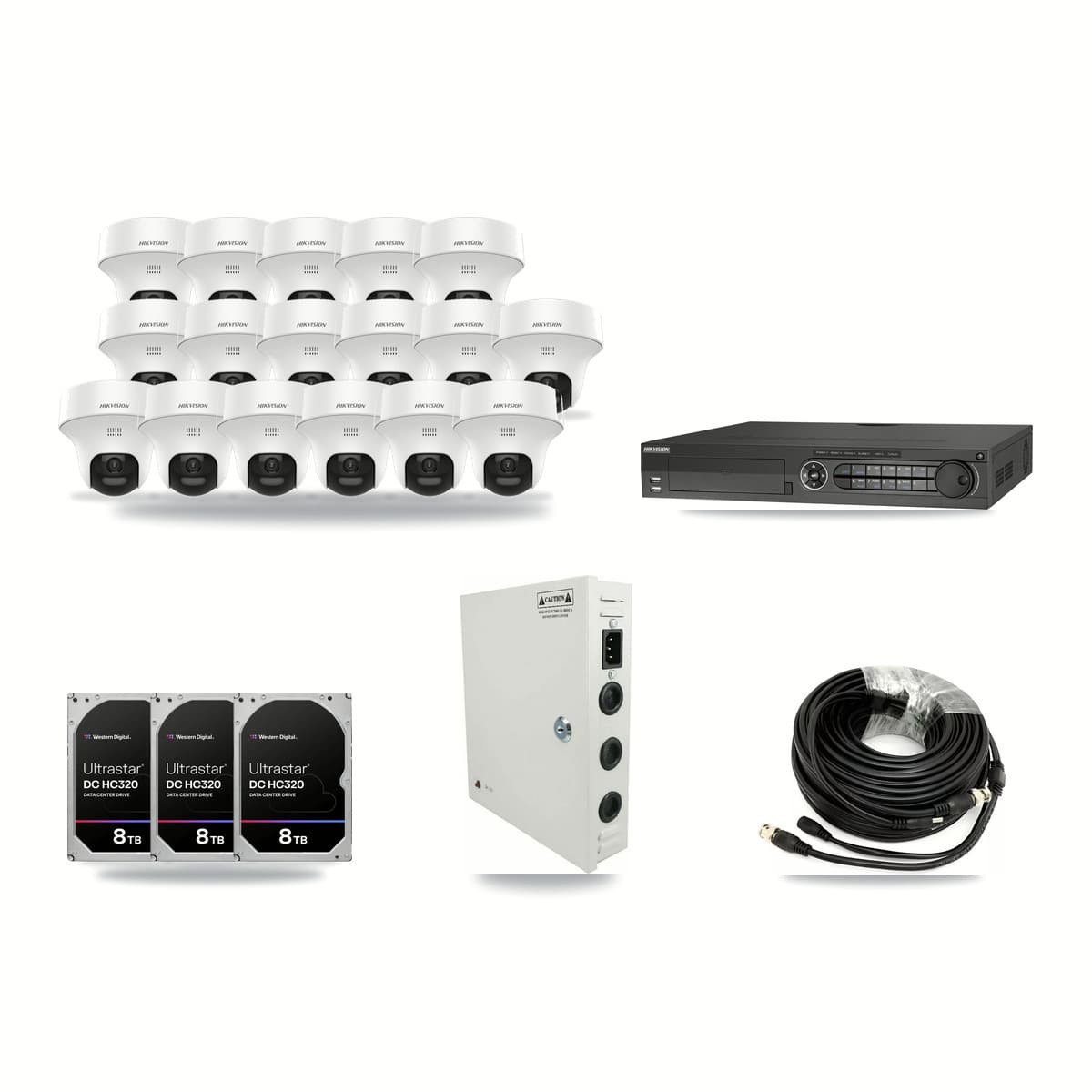 Hikvision 32-Channel 5MP CCTV Kit — 17 Turret Cameras + 3× 8TB Recording - Image 1