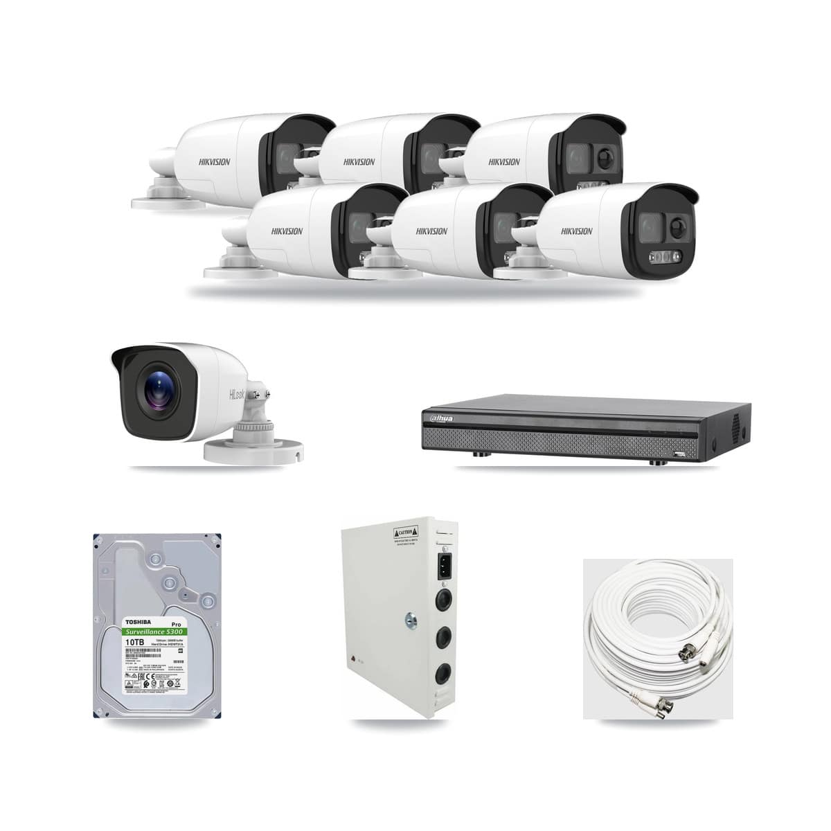 8-Channel 4MP – 5MP CCTV Kit — 6 5MP + 1 4MP Bullet Cameras + 10TB Recording (DH-XVR5108H Recorder) - Image 1