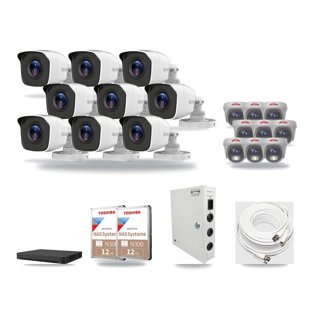 32-Channel 4MP – 5MP CCTV Kit — 9 4MP Bullet + 9 5MP Cameras + 2× 12TB Recording - Image 1