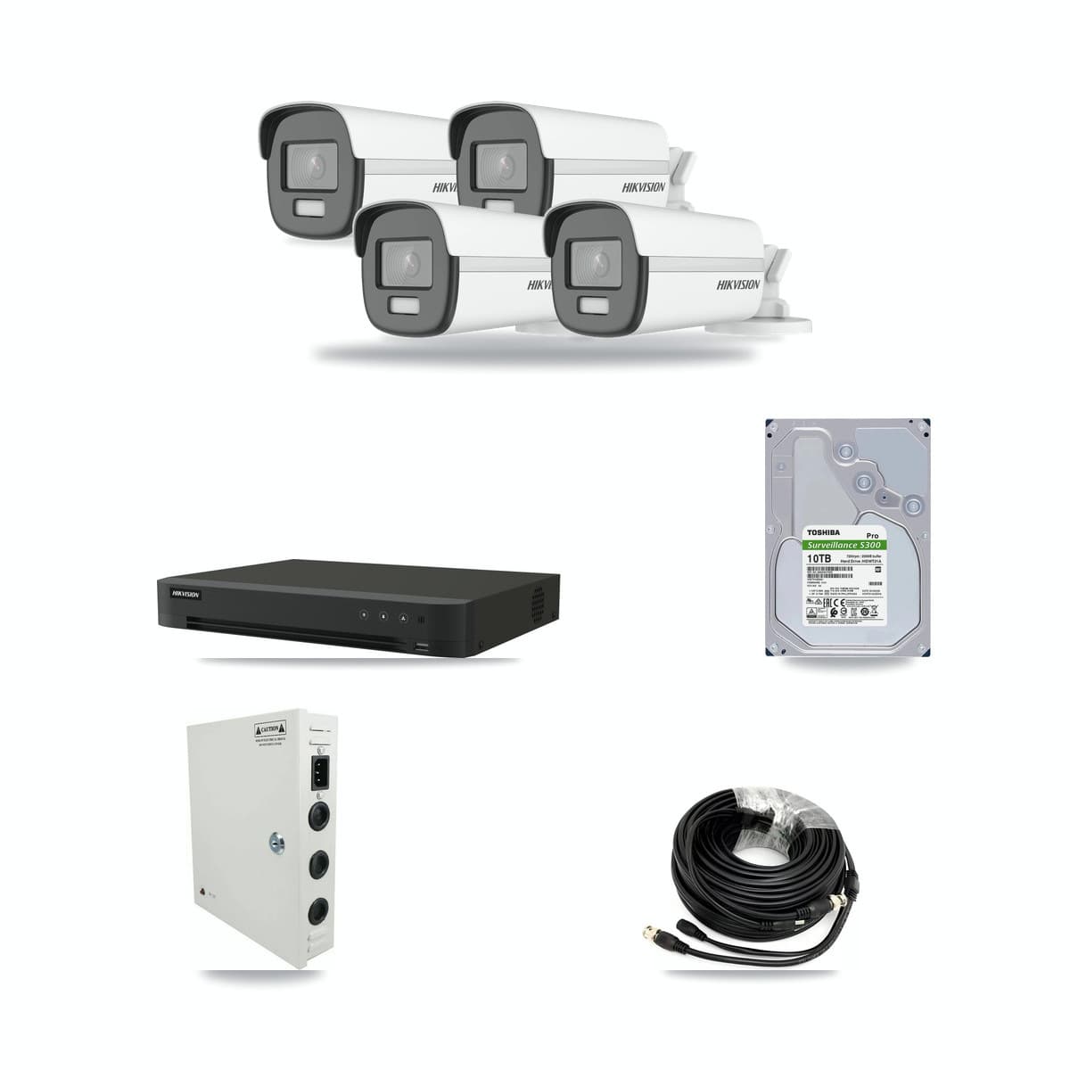 Hikvision 8-Channel 4K CCTV Kit — 4 DS-2CE12UF3T-E Bullet Cameras + 10TB Recording (IDS-7208HUHI-M1/XT Recorder) - Image 1