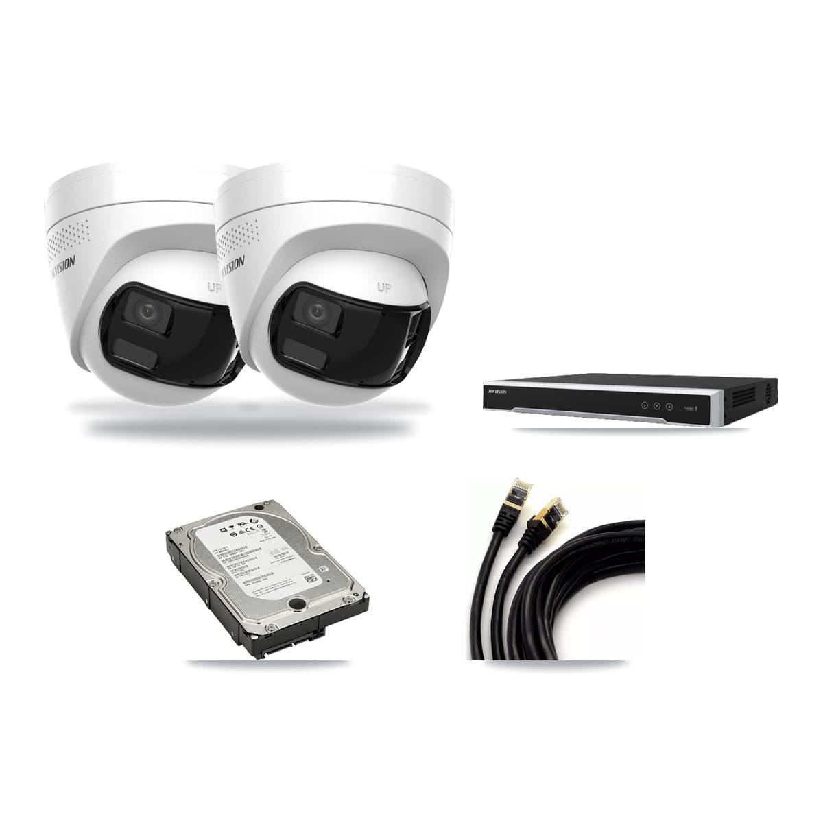 Hikvision 8-Channel 4K CCTV Kit — 2 DS-2CD1383G2P Turret Cameras + 5TB Recording - Image 1