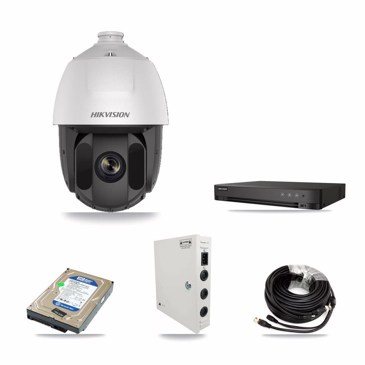 Hikvision 4-Channel 2MP CCTV Kit — 1 DS-2AE5225TI PTZ Camera + 500GB Recording - Image 1