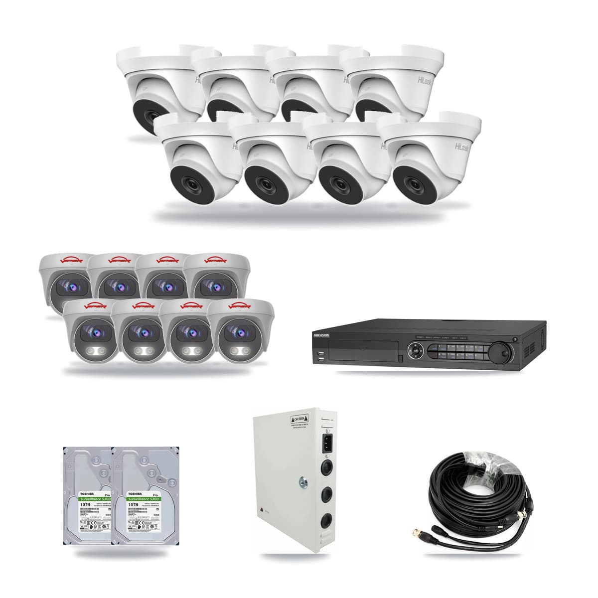 32-Channel 4MP – 5MP CCTV Kit — 8 4MP Turret + 8 5MP Cameras + 2× 10TB Recording - Image 1