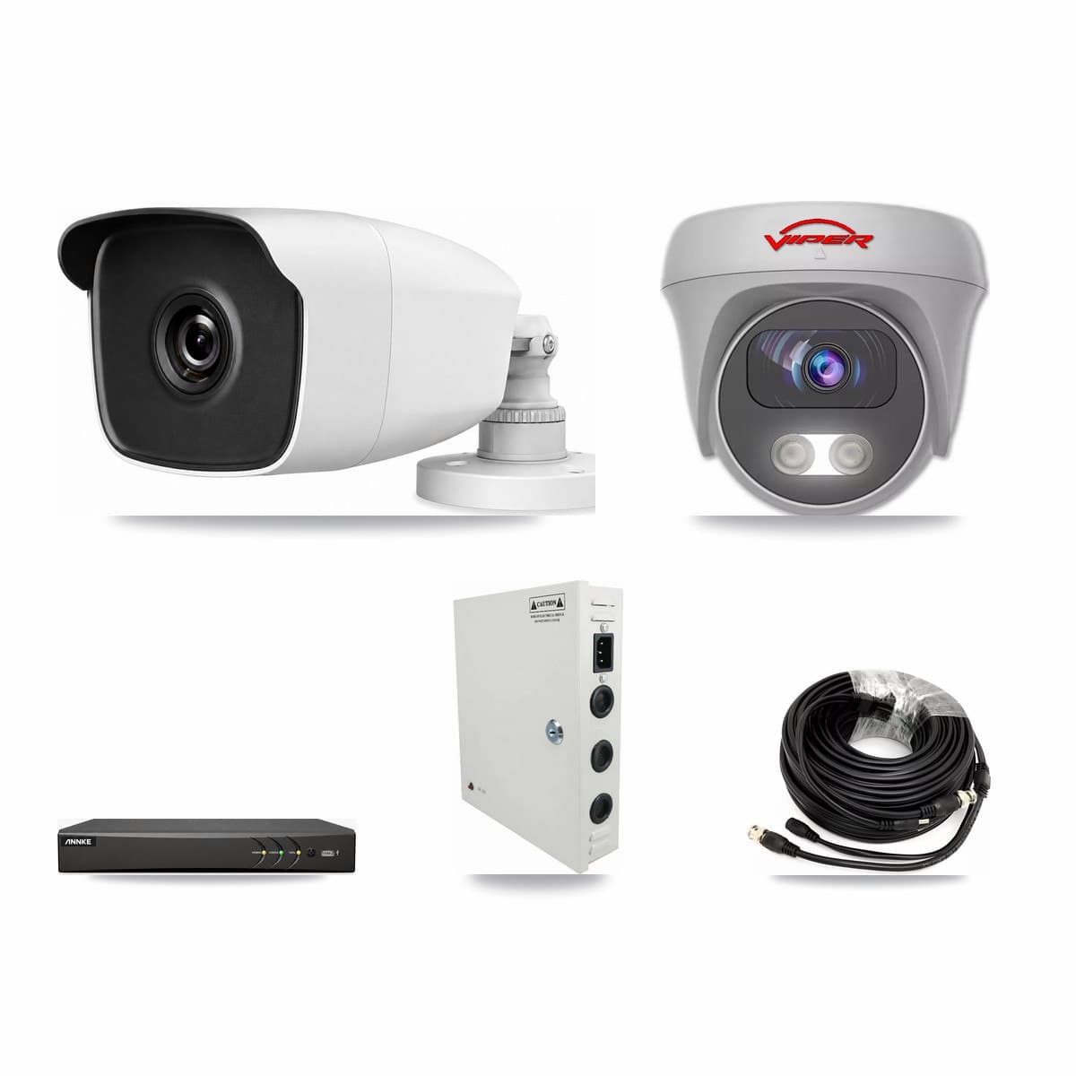 ANNKE 4-channel CCTV kit: 2 cameras (1× 3MP Bullet + 1× 5MP Camera), 3TB hard drive