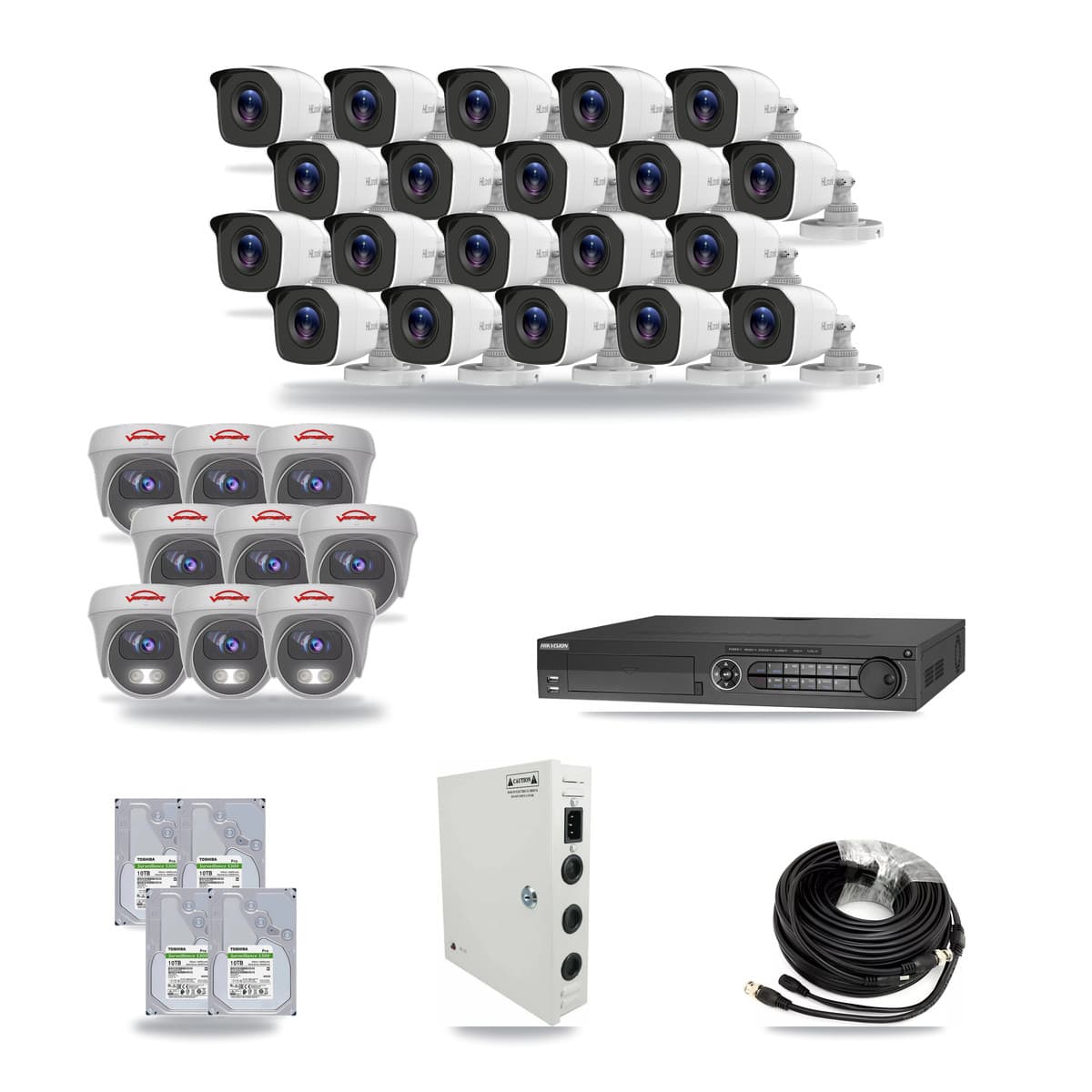 32-Channel 4MP – 5MP CCTV Kit — 20 4MP Bullet + 9 5MP Cameras + 4× 10TB Recording - Image 1