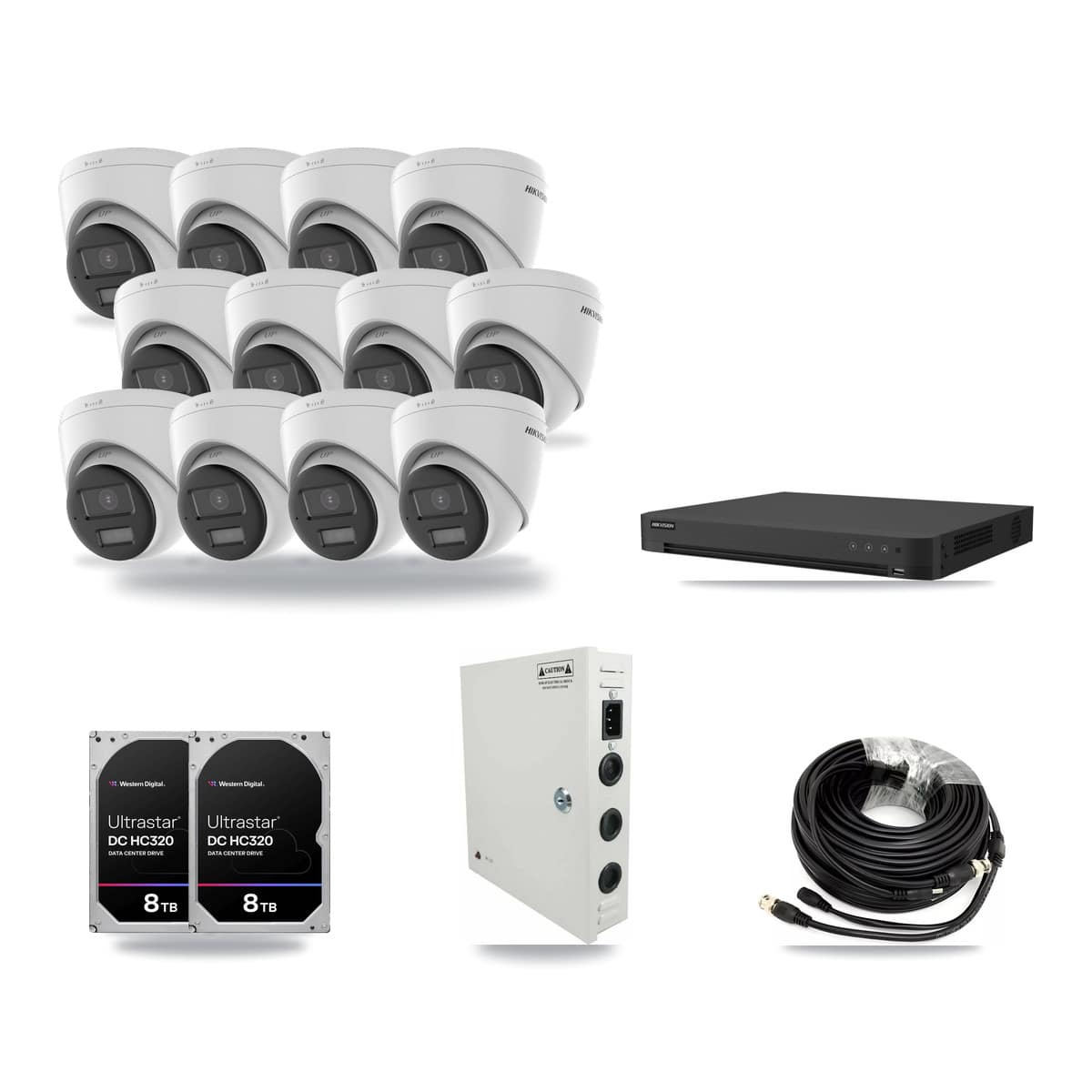 Hikvision 32-Channel 5MP CCTV Kit — 8 DS-2CE78K0T + 4 DS-2CE78K0T Turret Cameras + 2× 8TB Recording - Image 1