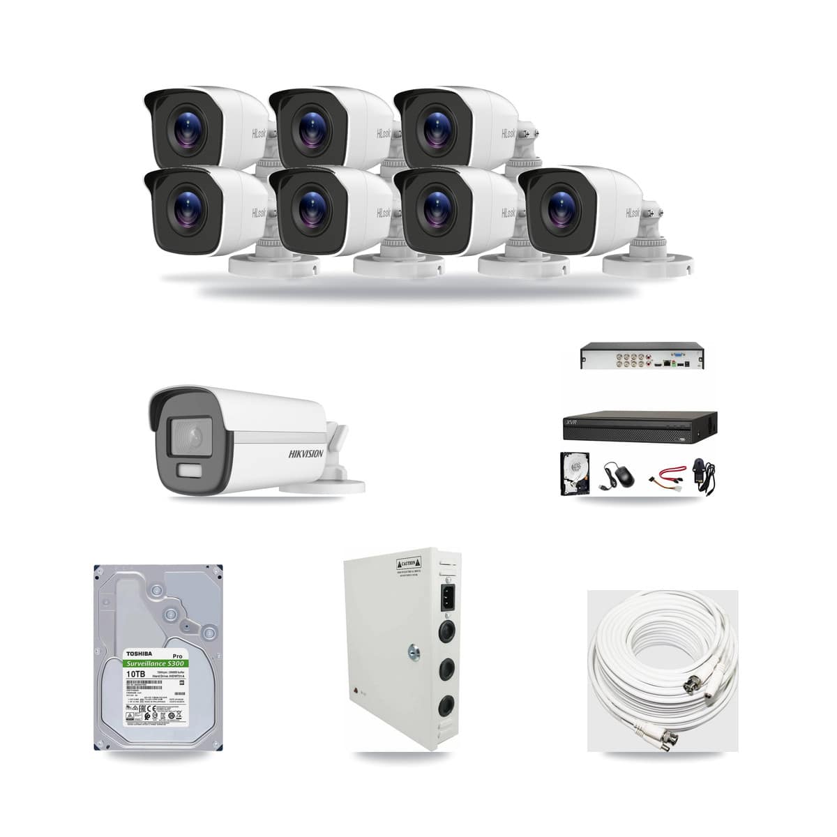 8-Channel 4MP – 4K CCTV Kit — 1 Hikvision 4K + 7 HiLook 4MP Bullet Cameras + 10TB Recording - Image 1