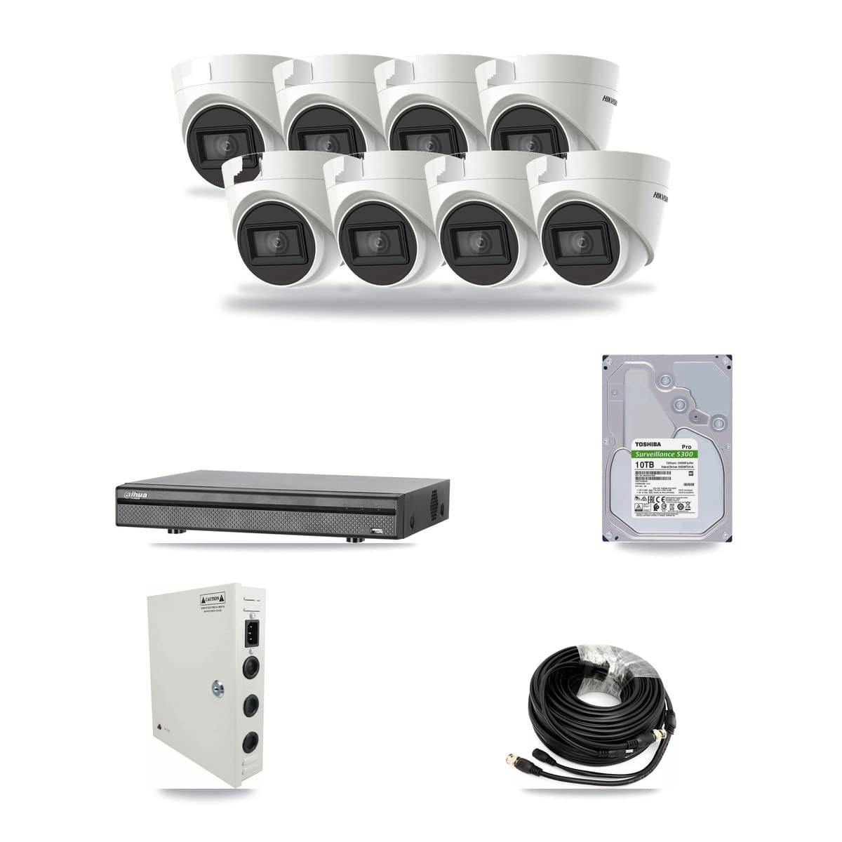 Hikvision & Dahua 8-Channel 4K CCTV Kit — 8 DS-2CE78U1T Turret Cameras + 10TB Recording - Image 1