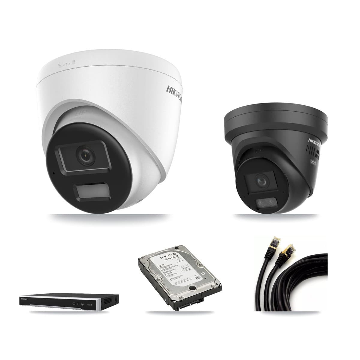Hikvision 16-Channel 4K CCTV Kit — 1 DS-2CD1383G2 + 1 DS-2CD2387G3 Turret Cameras + 5TB Recording - Image 1