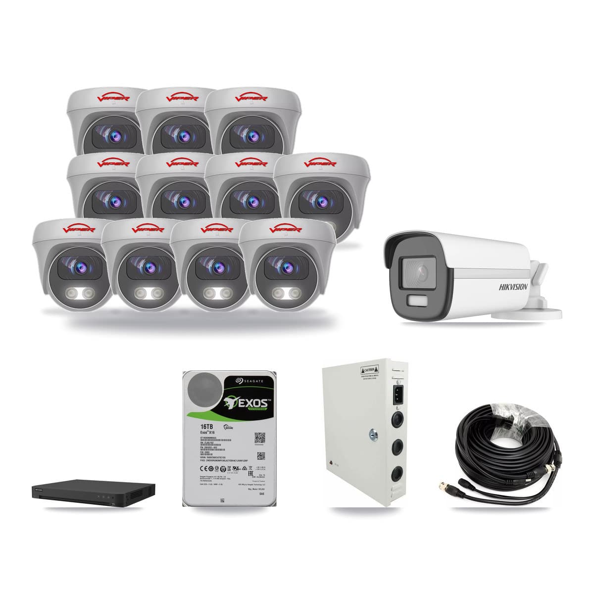 Hikvision & Viper 16-Channel 5MP – 4K CCTV Kit — 1 4K Bullet + 11 5MP Cameras + 16TB Recording - Image 1