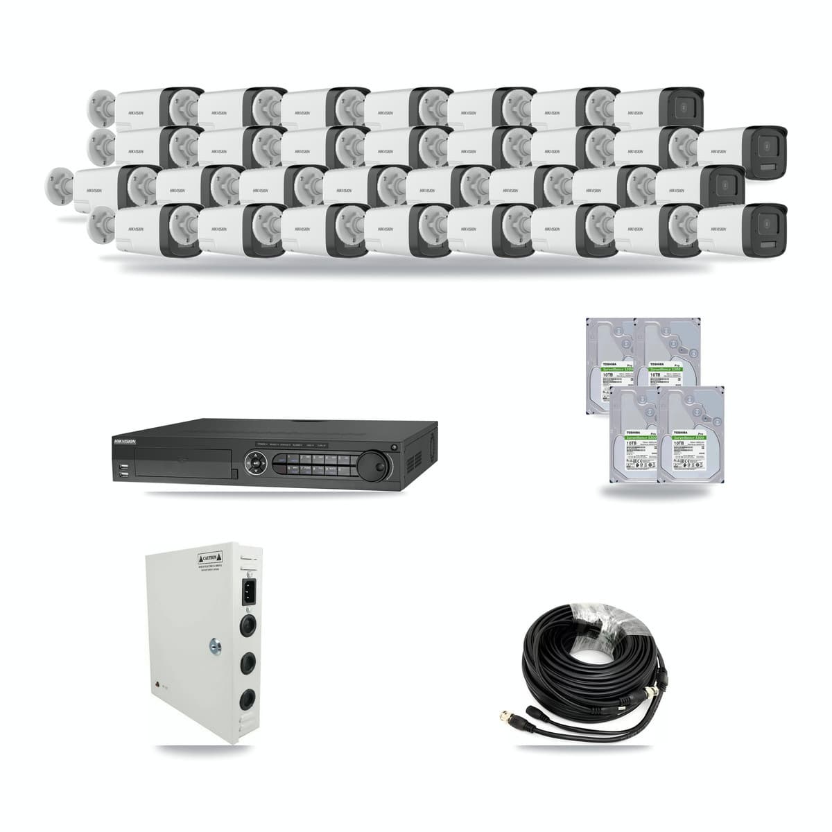Hikvision 32-Channel 5MP CCTV Kit — 31 Bullet Cameras + 4× 10TB Recording - Image 1