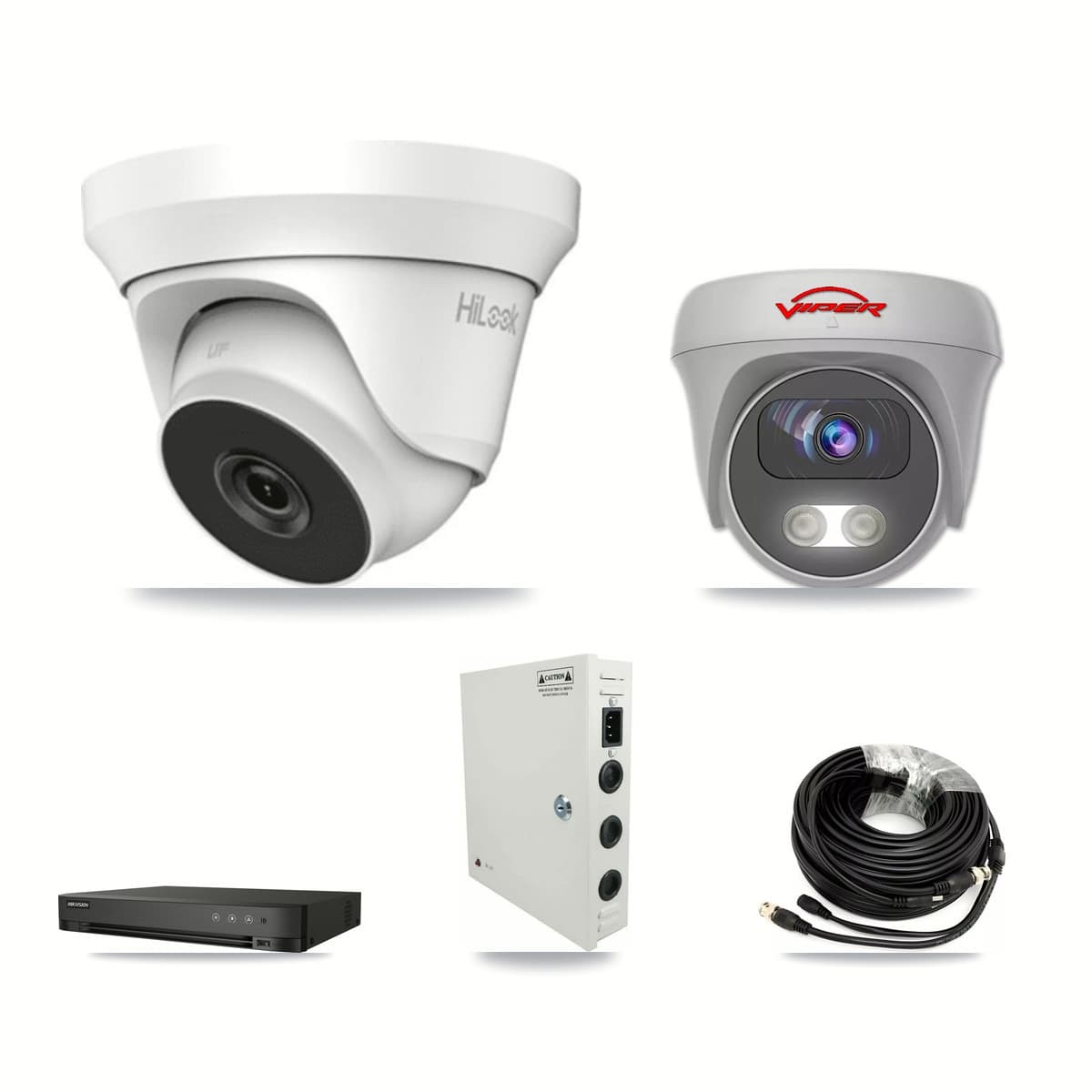 4-Channel 4MP – 5MP CCTV Kit — 1 4MP Turret + 1 White 5MP Cameras + 3TB Recording (DS-7204HUHI Recorder) - Image 1