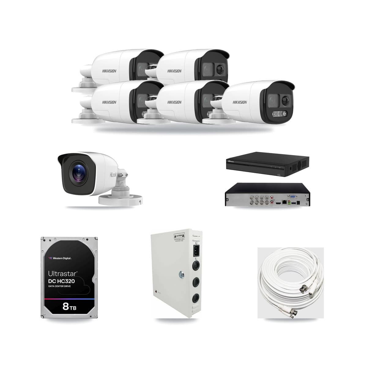 8-Channel 4MP – 5MP CCTV Kit — 5 5MP + 1 4MP Bullet Cameras + 8TB Recording (PXD-5108HS Recorder) - Image 1