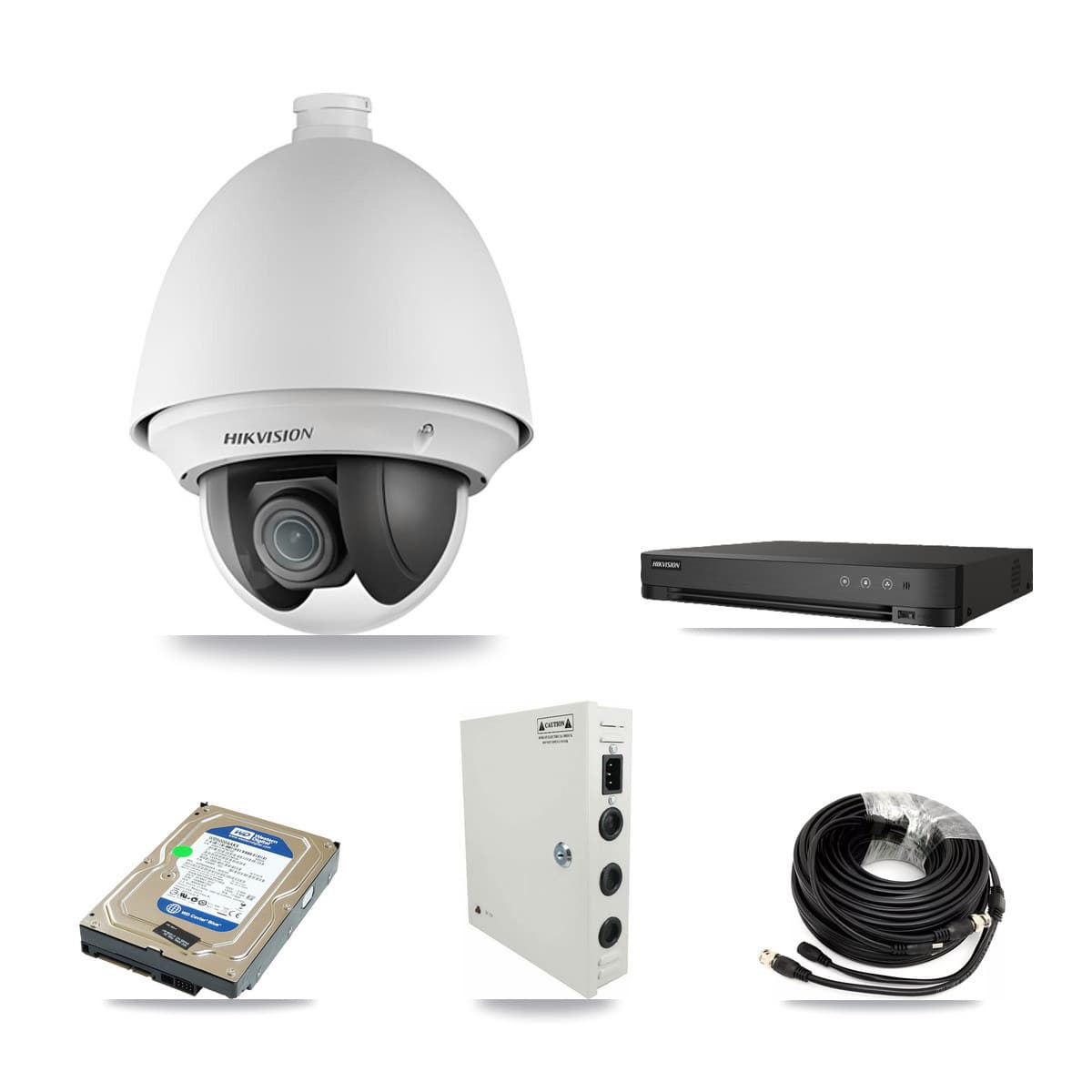 Hikvision 8-channel CCTV kit: 1 camera (1× 2MP PTZ), 500GB hard drive