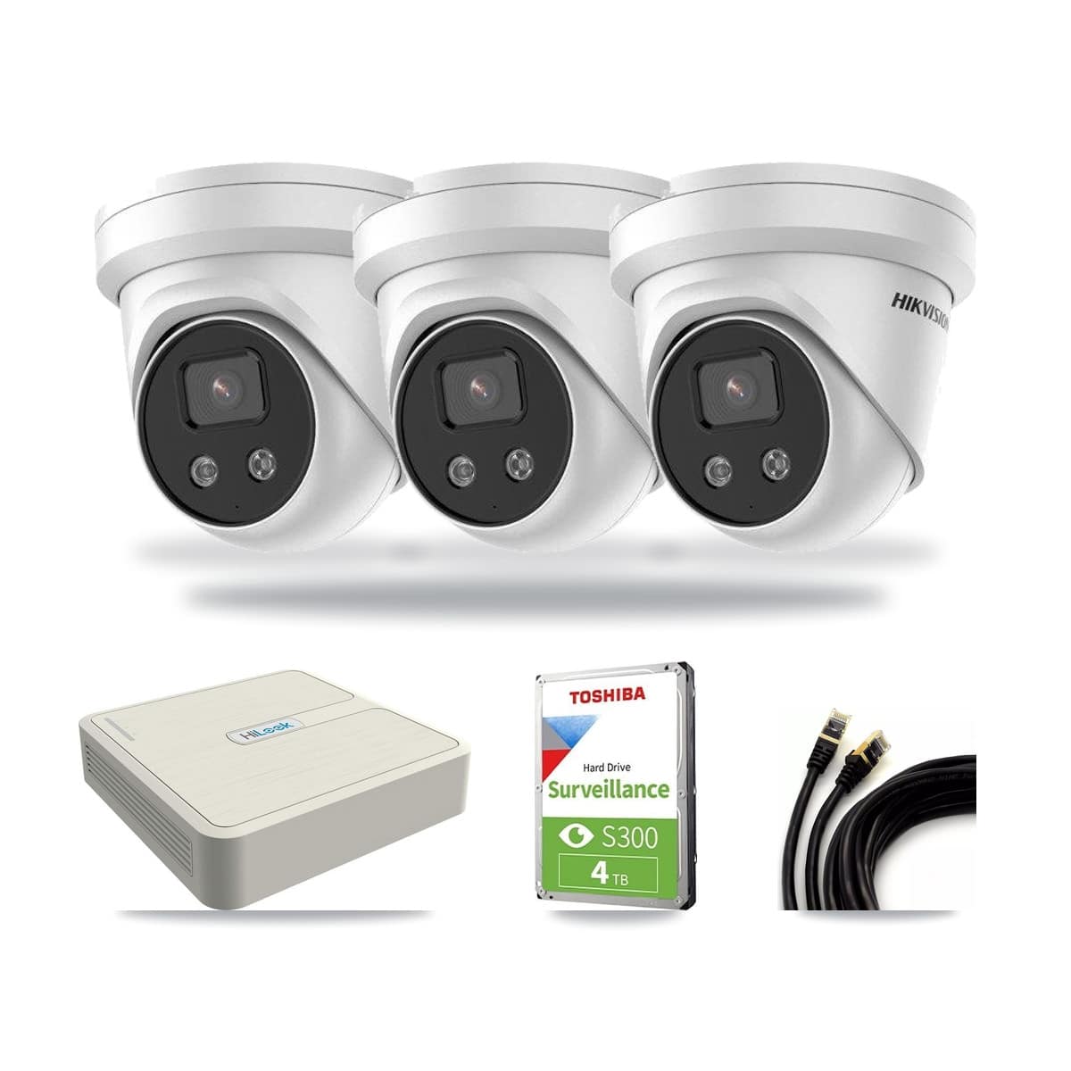 Hikvision & HiLook 8-Channel 5MP CCTV Kit — 3 Turret Cameras + 4TB Recording - Image 1
