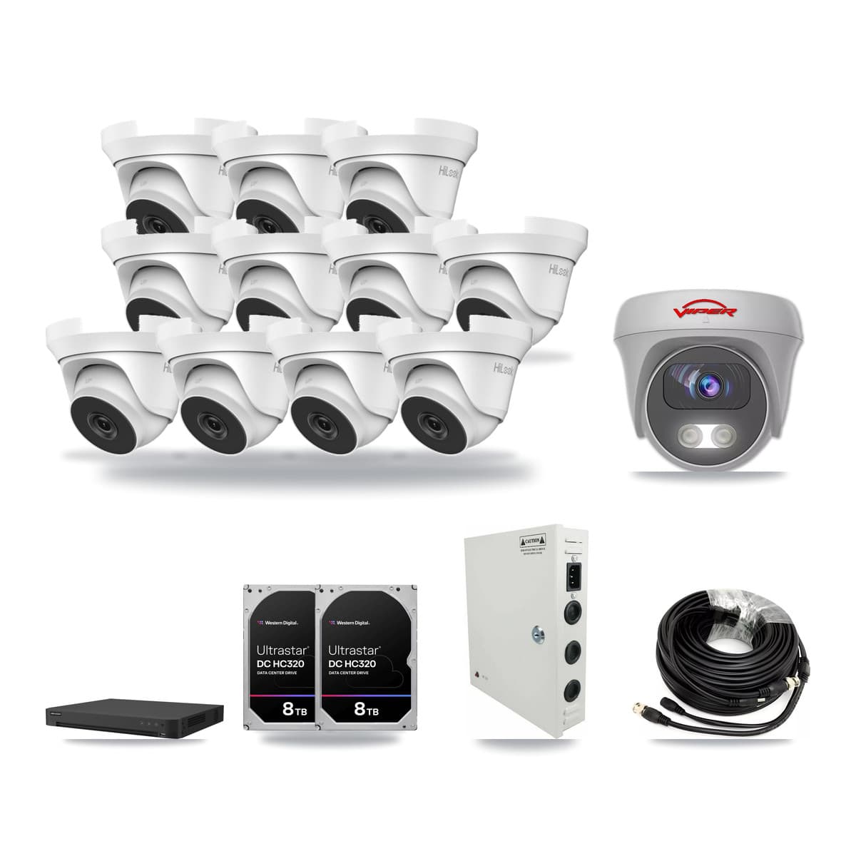 32-Channel 4MP – 5MP CCTV Kit — 11 4MP Turret + 1 5MP Cameras + 2× 8TB Recording - Image 1