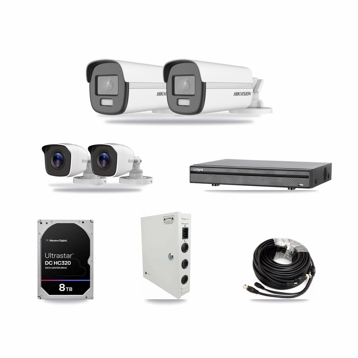 8-Channel 4MP – 4K CCTV Kit — 2 4K + 2 4MP Bullet Cameras + 8TB Recording (DH-XVR5108H Recorder) - Image 1