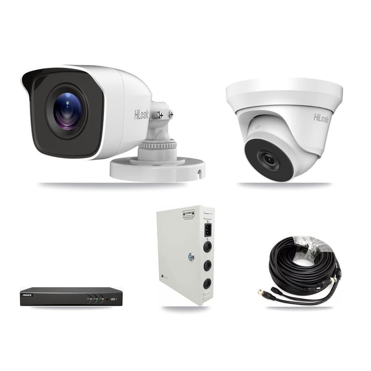 ANNKE 4-channel CCTV kit: 2 cameras (1× 4MP Bullet + 1× 4MP Turret), 3TB hard drive
