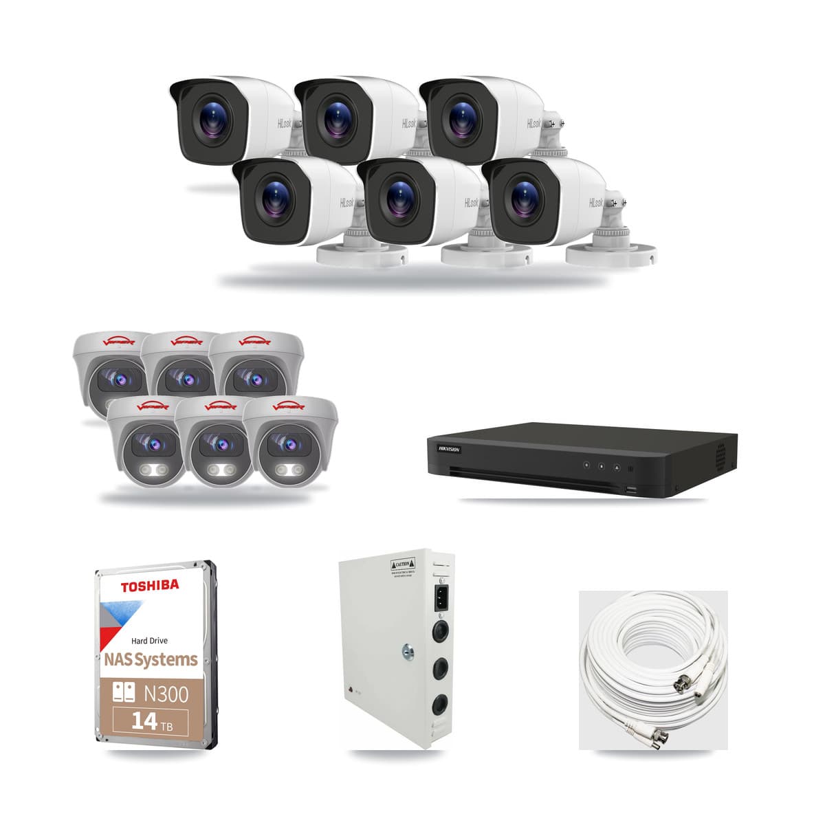 16-Channel 4MP – 5MP CCTV Kit — 6 4MP Bullet + 6 5MP Cameras + 14TB Recording - Image 1