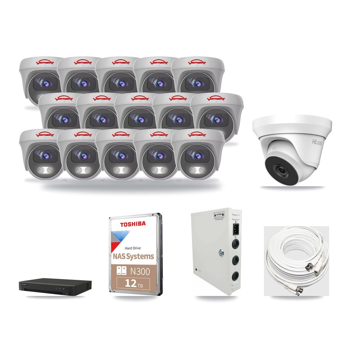 16-Channel 4MP – 5MP CCTV Kit — 1 4MP Turret + 15 5MP Cameras + 12TB Recording - Image 1