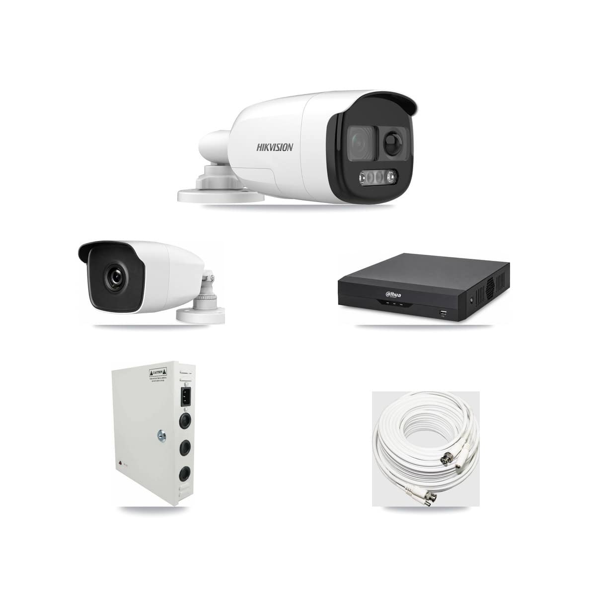 4-Channel 3MP – 5MP CCTV Kit — 1 5MP + 1 3MP Bullet Cameras + 3TB Recording (DH-XVR5104HS Recorder) - Image 1
